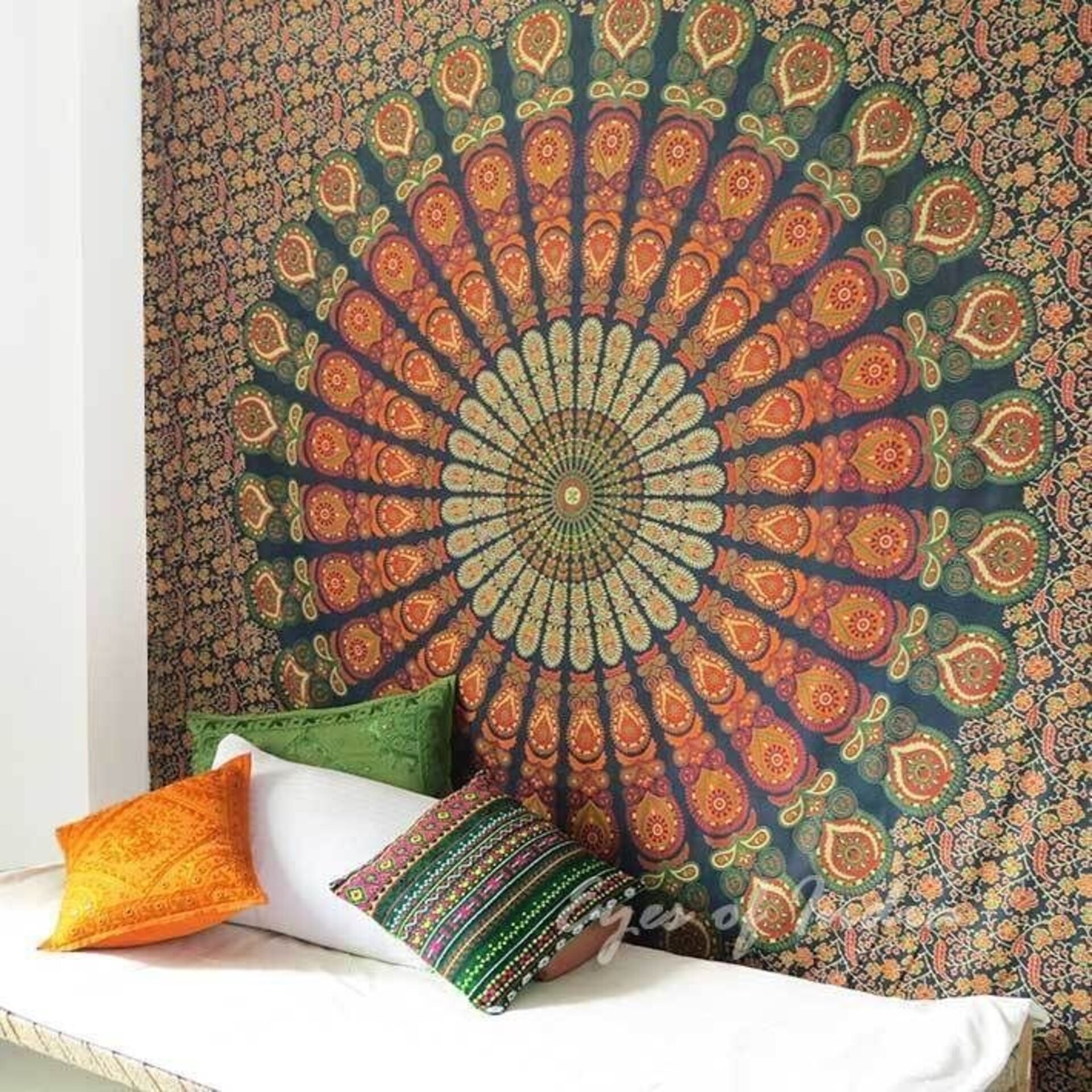 Mandala pavo real verde - 3