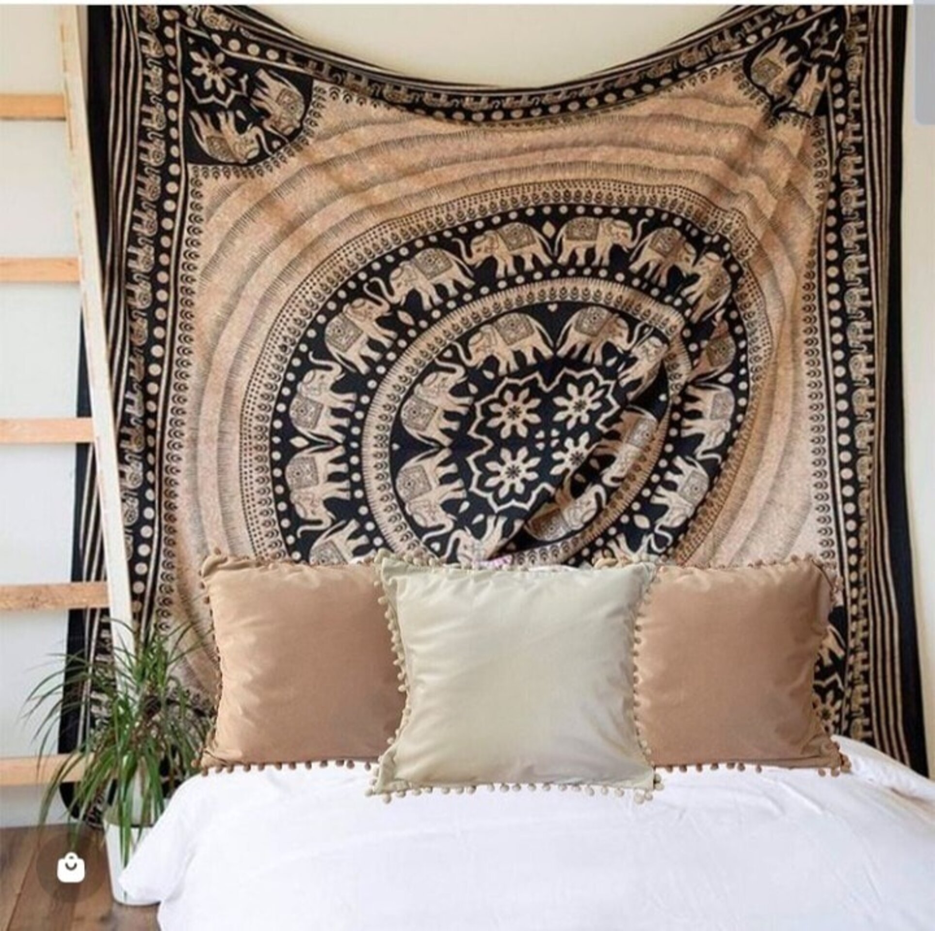 Mandala elefantes beige y negro - 3