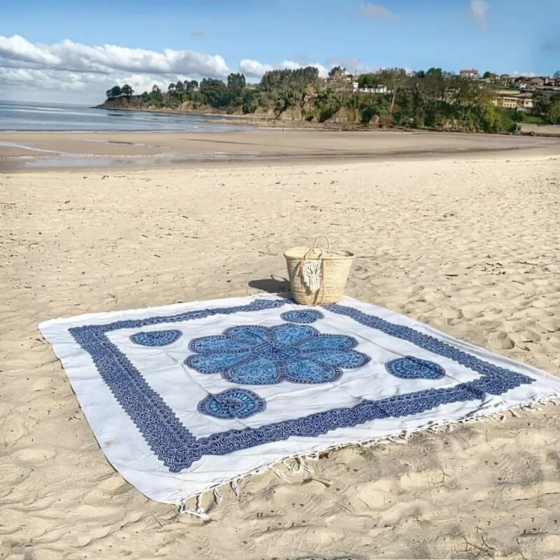 Mandala Roseta azul flecos - 2